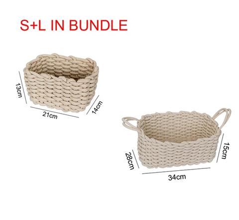 Hand-woven cotton storage basket, detail of the rim