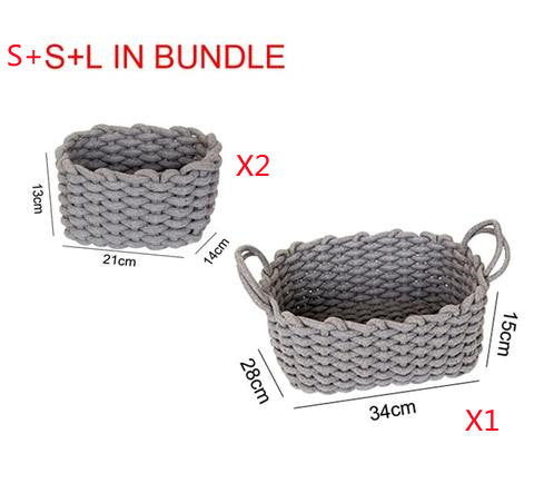 Cotton rope storage basket in a styled interior
