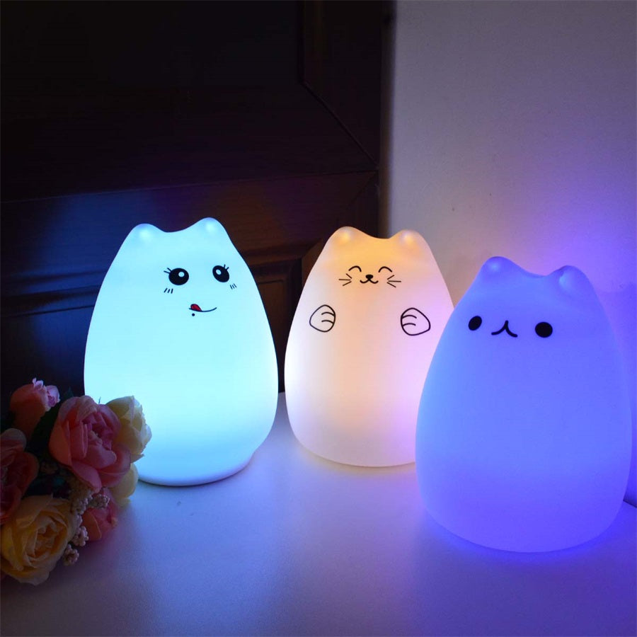 Silicone Cat Night Light with Touch Control