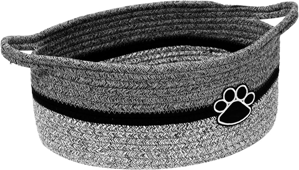 Rope pet toy basket in a dark grey colour option