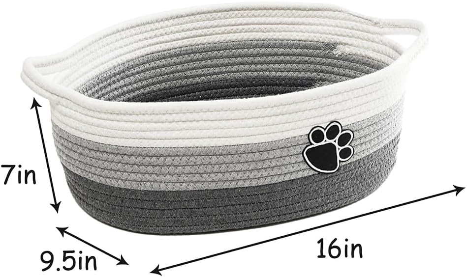 Woven rope pet toy storage basket colour options