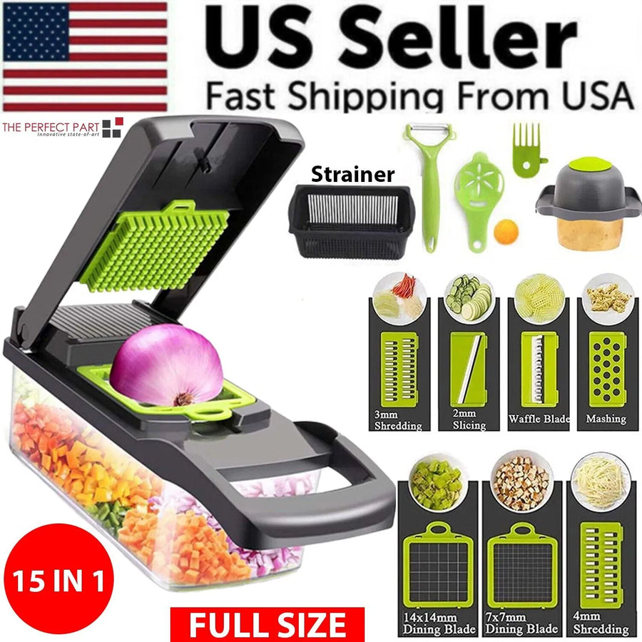Multi-Blade Vegetable Chopper & Dicer with Drain Basket